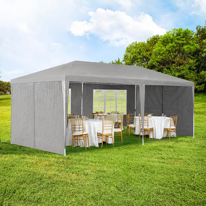 Tente de jardin tente de fête 3x6m avec parois latérales en gris foncé