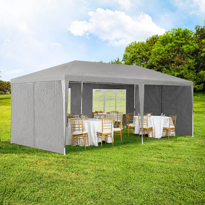 Tente de jardin tente de fête 3x6m avec parois latérales en gris foncé