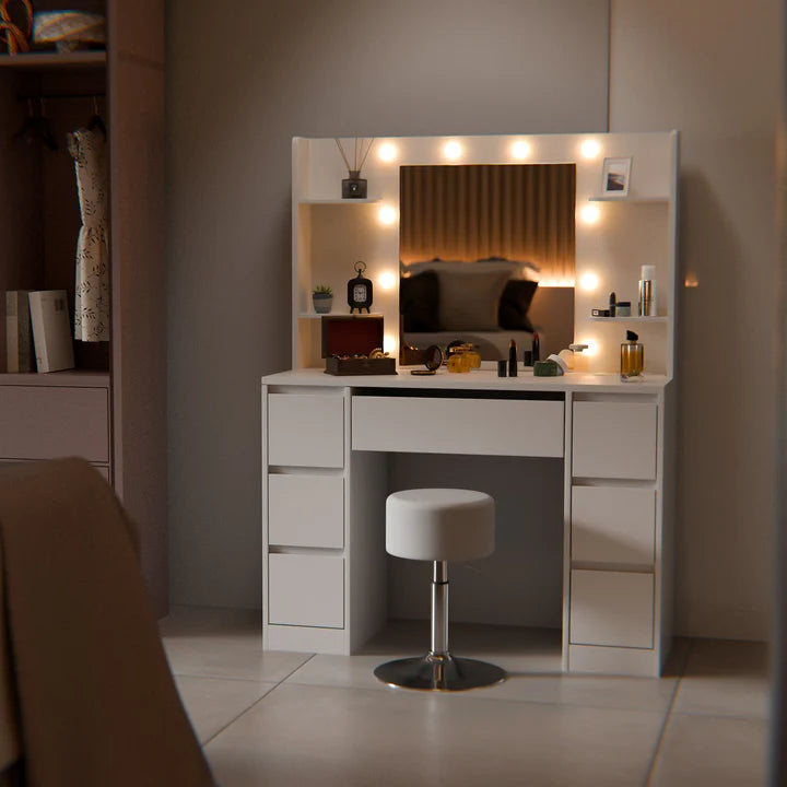 Schminktisch mit Spiegel Malia mit Hocker Tonia