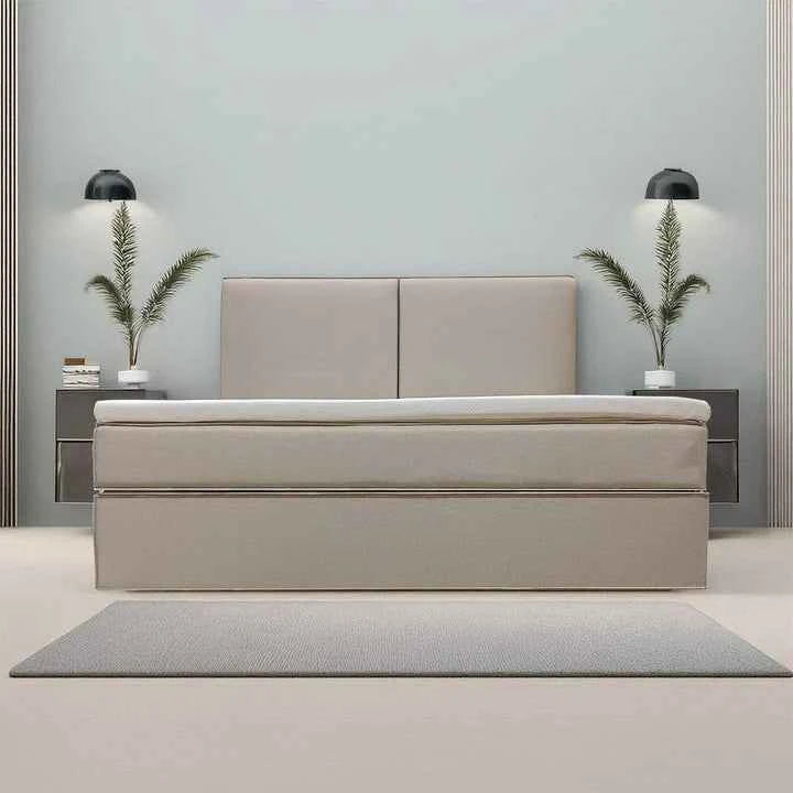 Boxspringbett Detroit - Chenille-Stoff 180x200 cm Beige