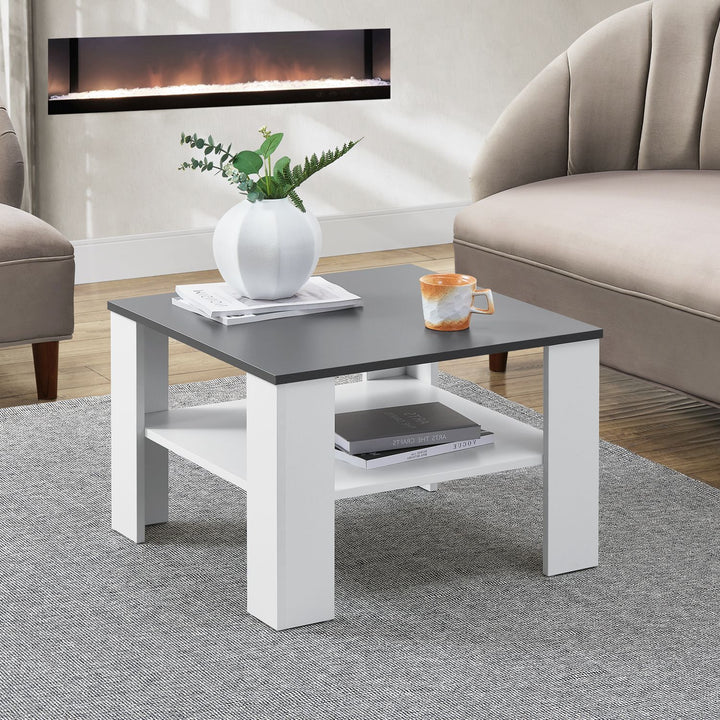 Couchtisch 60x60 cm Weiss Dunkelgrau
