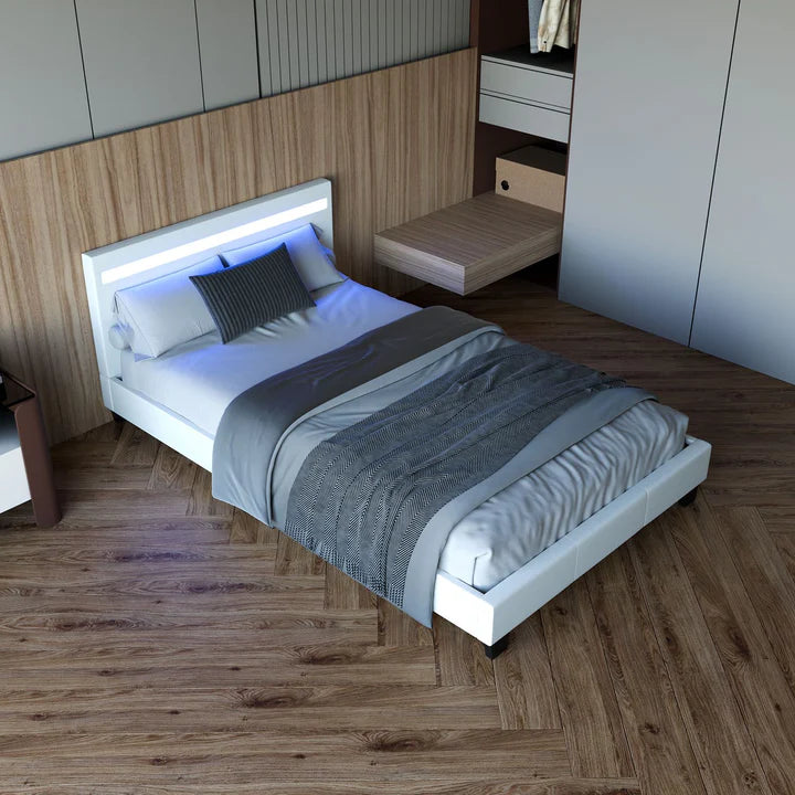 Lit rembourré Vérone 120 x 200 cm avec éclairage LED blanc