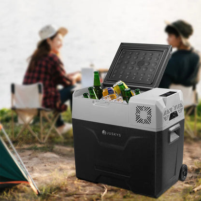Glacière à compresseur Yukon 50 l avec connexion 12/24 et 230 V, contrôle par application et prise de chargement USB - grise