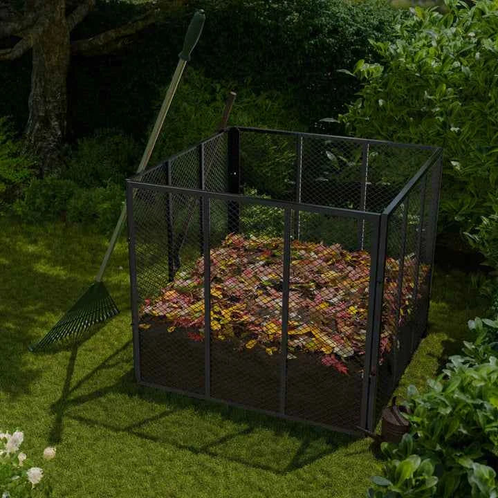 Metall Komposter für Gartenabfälle 800L Schwarz