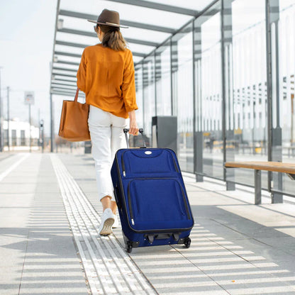 Set valigie trolley Athen - Blu Set da 5 pezzi con 2 trolley, borse a tracolla e 2 beauty case