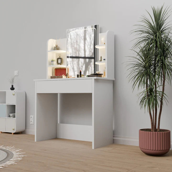 Schminktisch Zoey Weiss LED-Spiegel