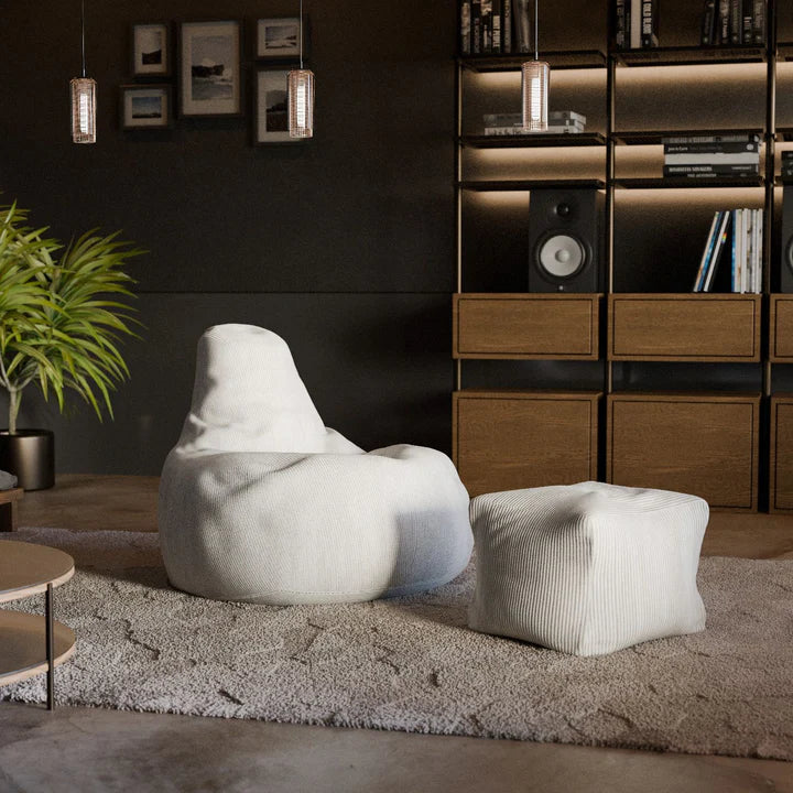 Sitzsack Chillex XL mit Hocker Cord Sessel Beige - Palo24