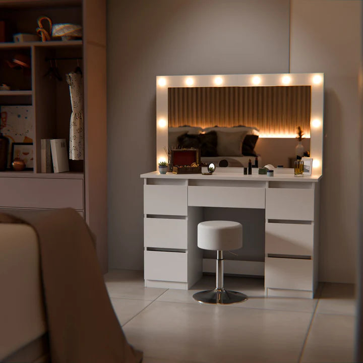 Schminktisch mit Spiegel Lilia mit Hocker Tonia