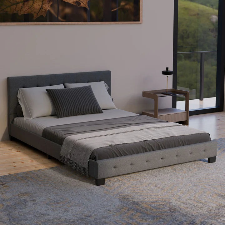 Lit rembourré Manresa 140 x 200 cm - gris