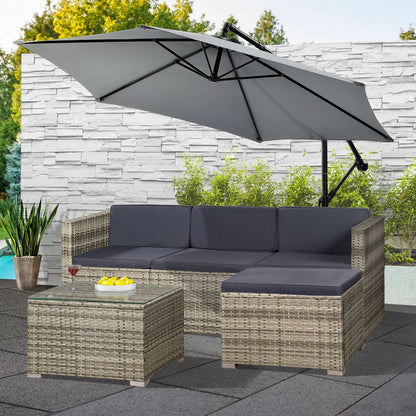 Salon en polyrotin Punta Cana M gris chiné et housses gris foncé