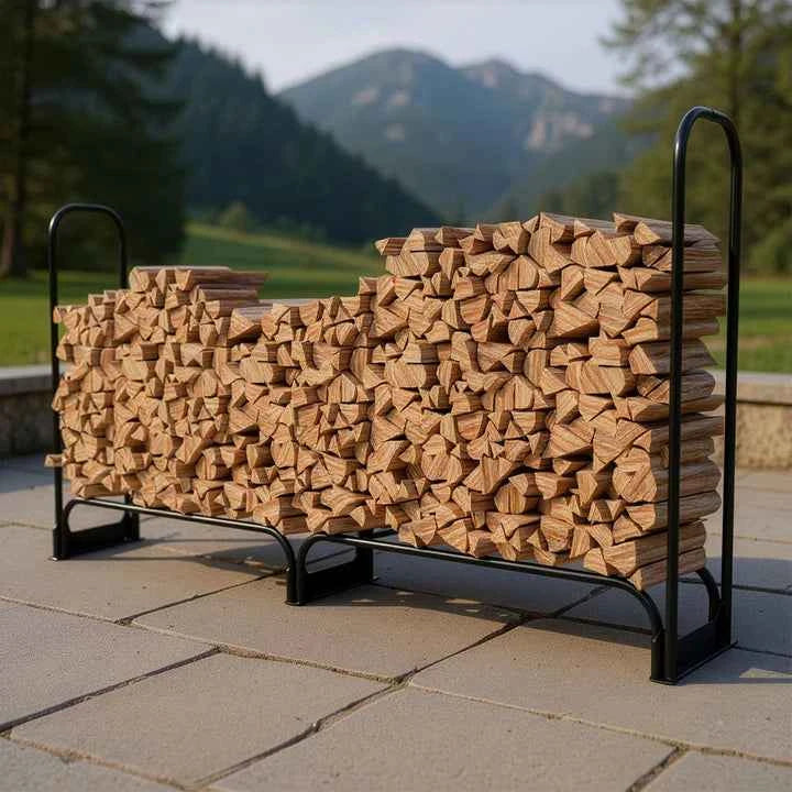 Kaminholzregal aussen mit Abdeckung Grösse L Schwarz