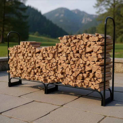 Kaminholzregal aussen mit Abdeckung Grösse L Schwarz