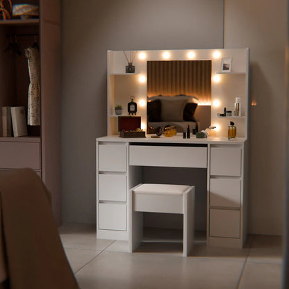 Schminktisch mit Spiegel Malia mit Hocker Melly