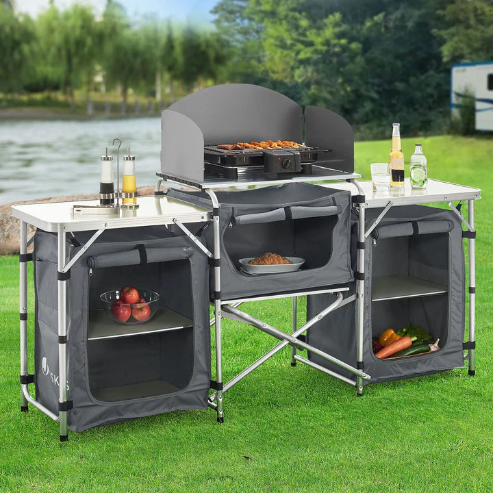 Grande cucina da campeggio pieghevole da cucina Garda in grigio