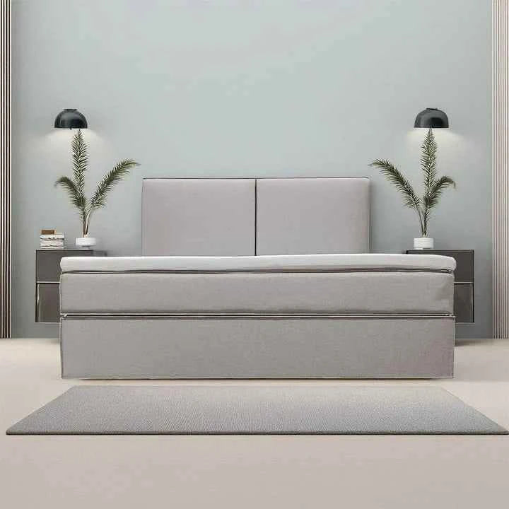 Boxspringbett Detroit - Chenille-Stoff 180x200 cm Grau