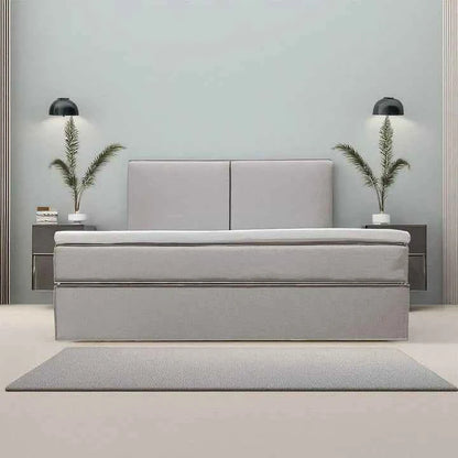 Boxspringbett Detroit - Chenille-Stoff 180x200 cm Grau