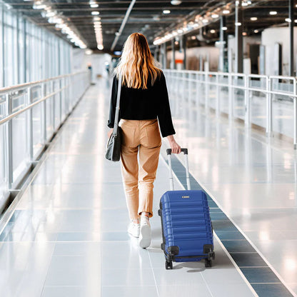 Set de valises rigides Rome - Set bleu 4 pièces avec coque rigide en ABS résistant aux chocs et roues 360°