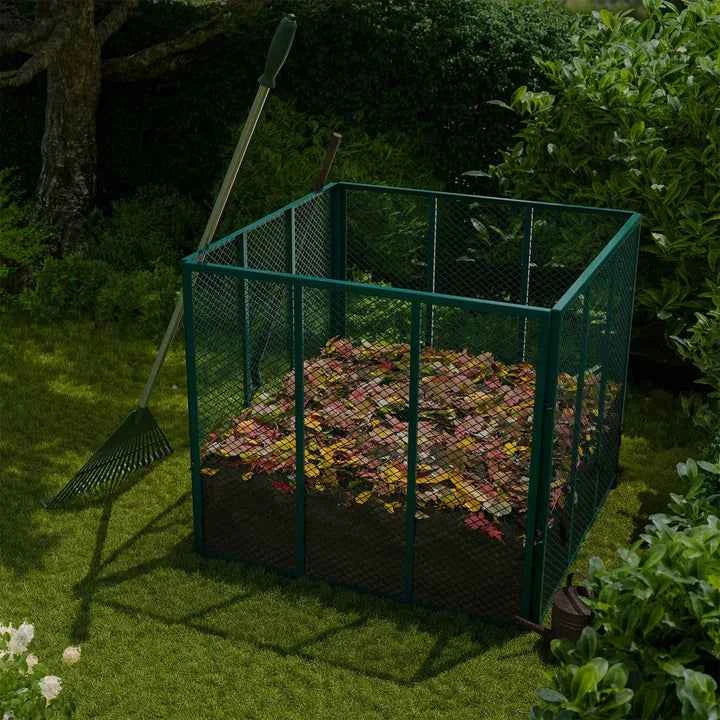 Metall Komposter für Gartenabfälle 800L Dunkelgrün