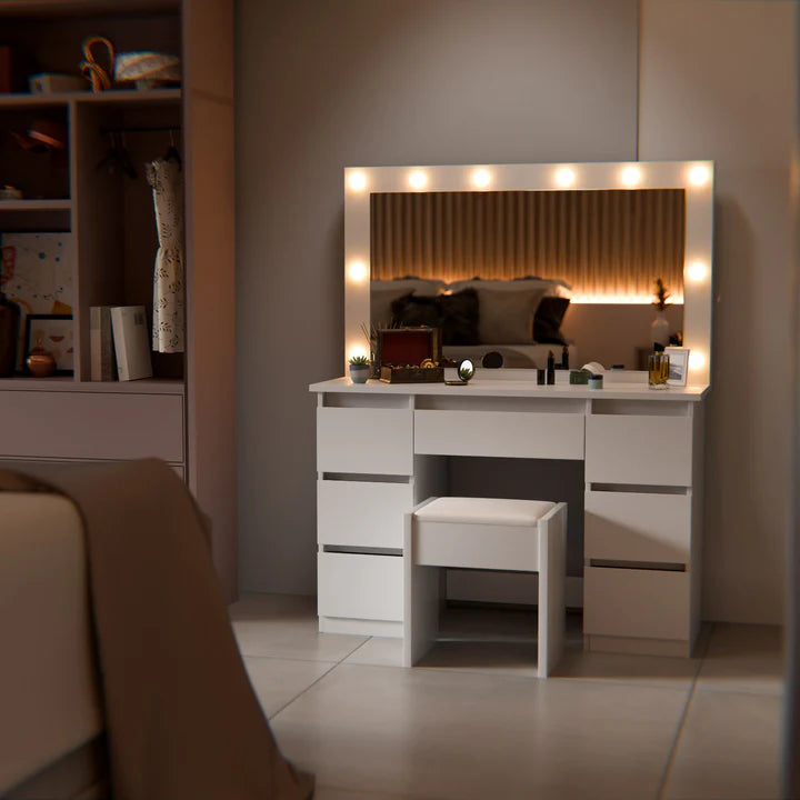 Schminktisch mit Spiegel Lilia mit Hocker Melly