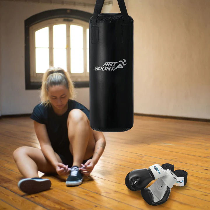 Set sacco da boxe 10 kg per bambini con guantoni da boxe