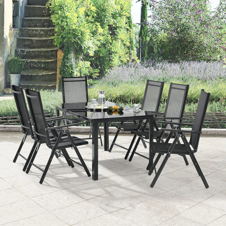 Set da giardino in alluminio Milano 7 pezzi con tavolo e 6 sedie grigio scuro