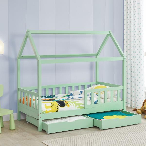 Letto per bambini Marli 80 x 160 cm con contenitore e rete a doghe Mint