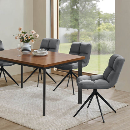 Drehstuhl Dallas 2er Set Samt Dunkelgrau - Palo24