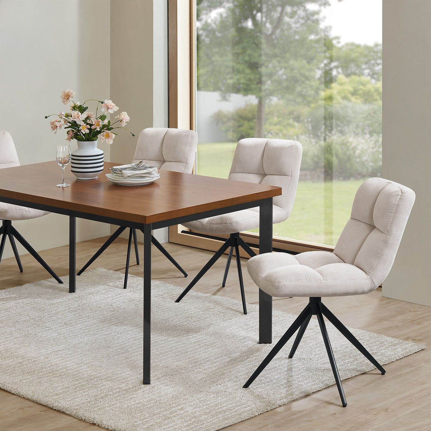 Drehstuhl Dallas 2er Set Cord Beige - Palo24