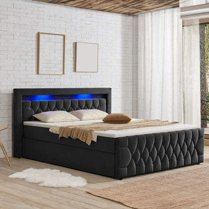 Boxspringbett Leona 140x200 cm - Schwarz