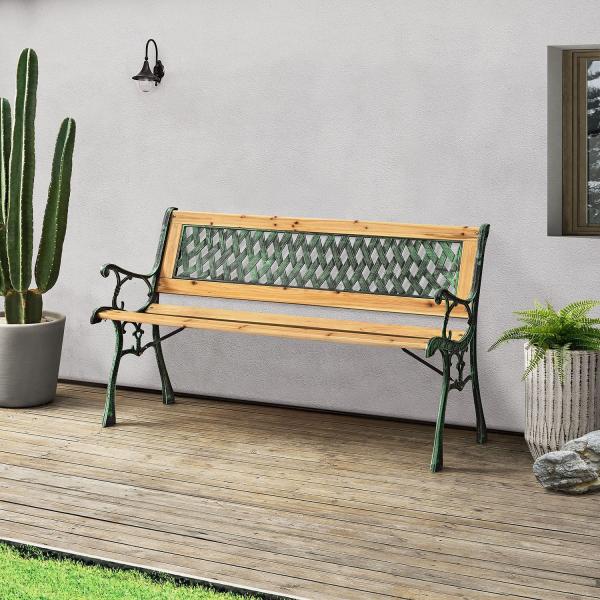 Banc de jardin 2 places Pisa en bois peint et fonte