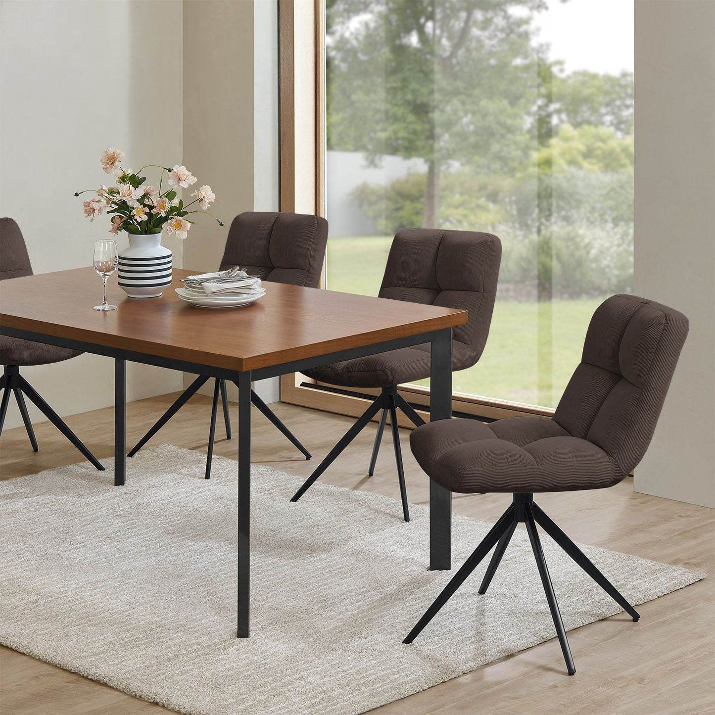 Drehstuhl Dallas Cord 2er Set - Braun - Palo24