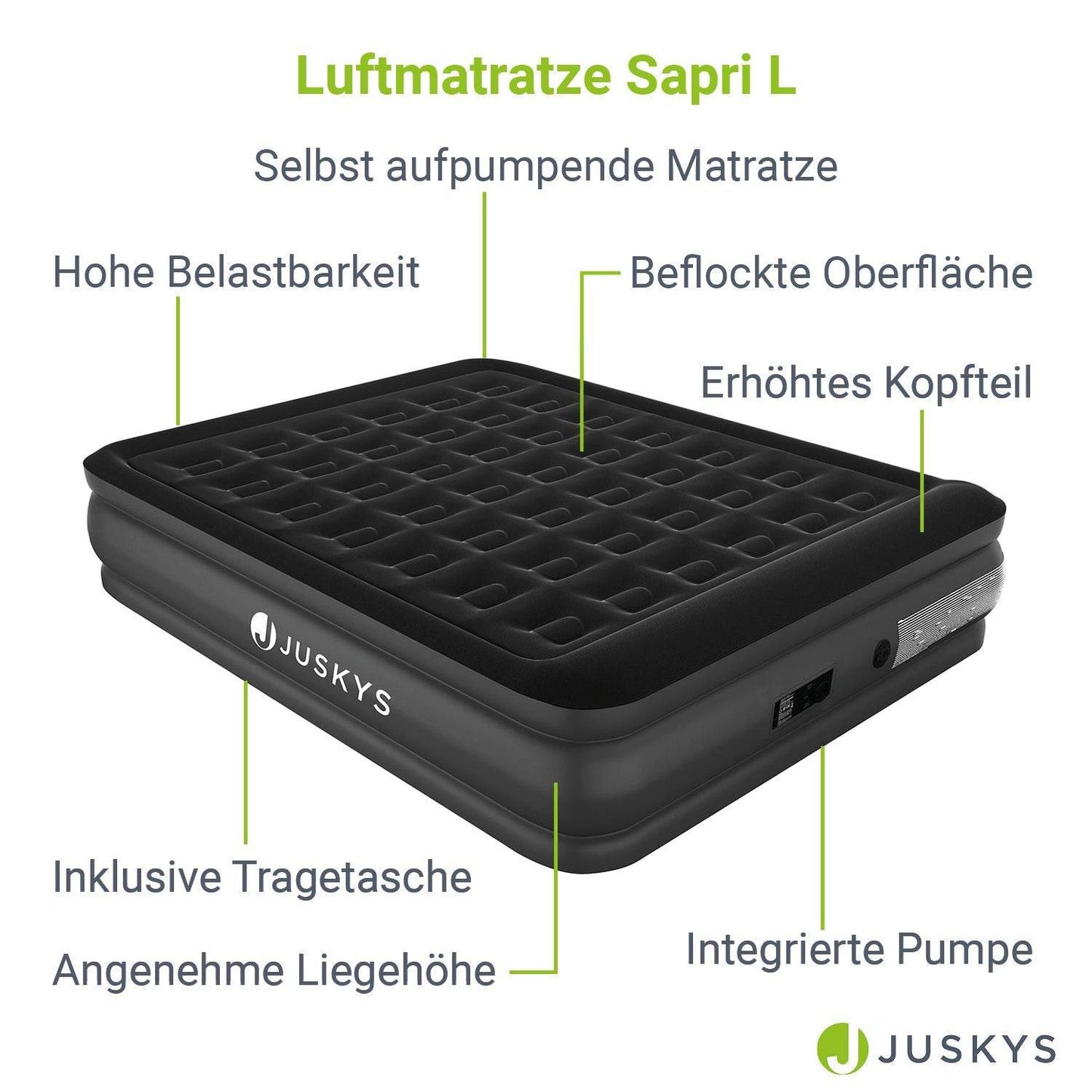 Luftbett Sapri L mit integrierter Pumpe - Schwarz - Palo24