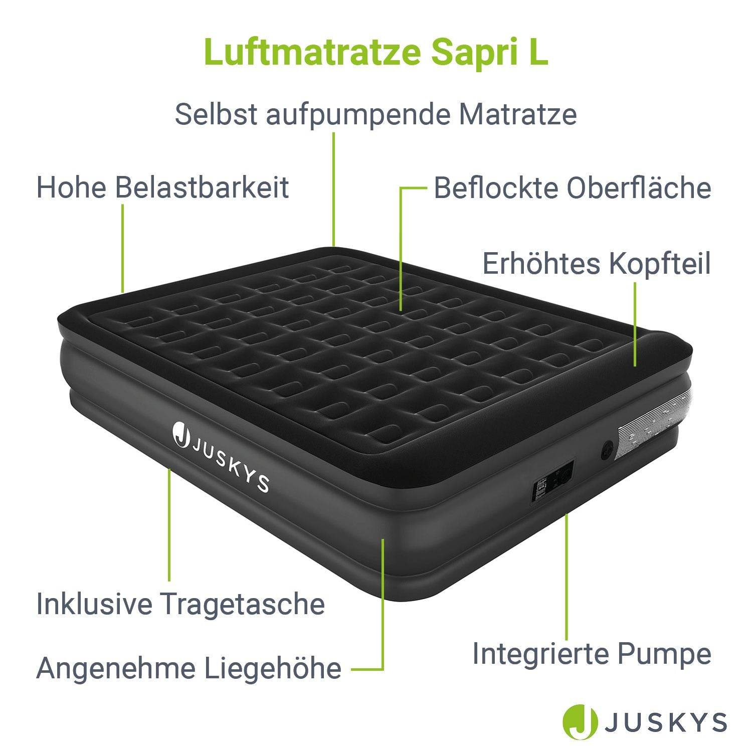 Luftbett Sapri L mit integrierter Pumpe - Schwarz - Palo24