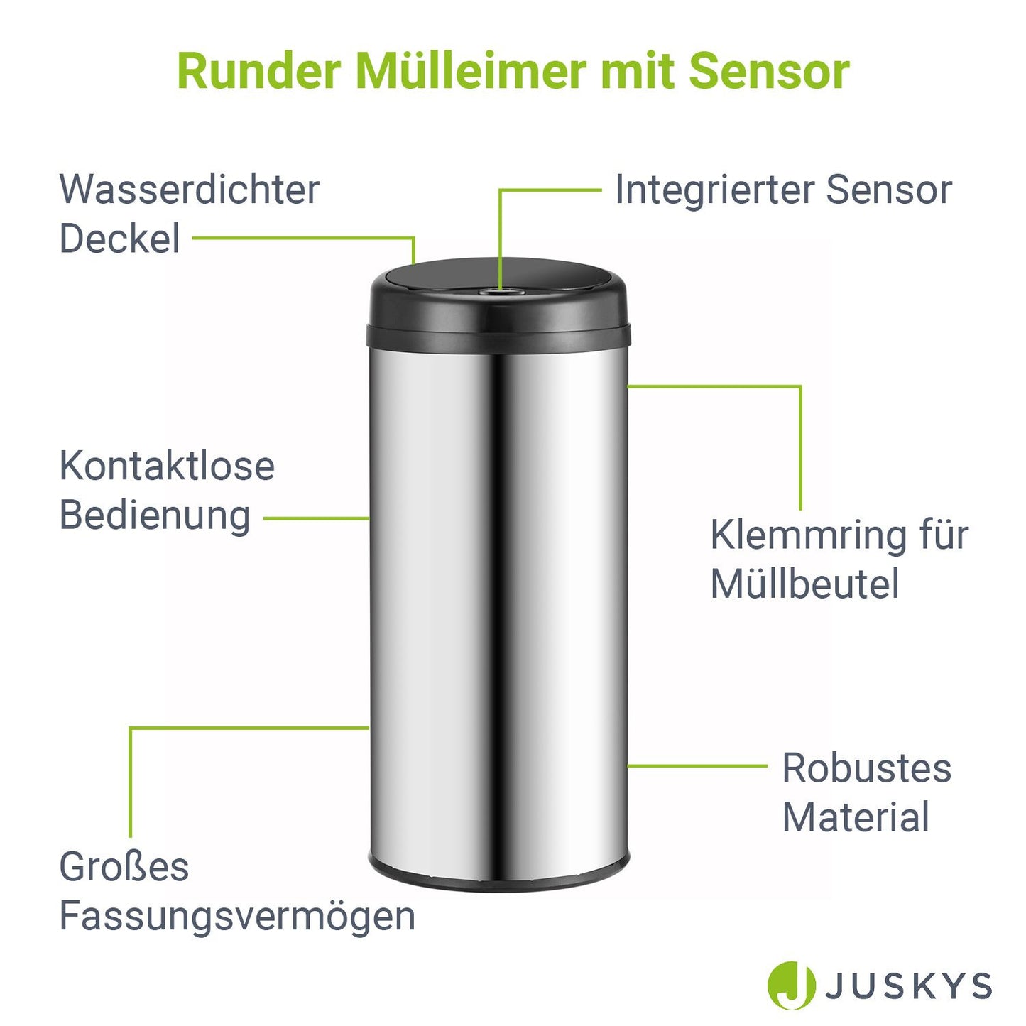 Automatischer Mülleimer mit Sensor - 50L Silber