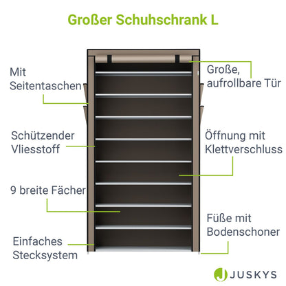 Schuhschrank L aus Stoff 9 Ebenen Hellbraun