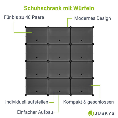 Würfel Schuhregal für bis zu 48 Paar Schuhe - Schwarz