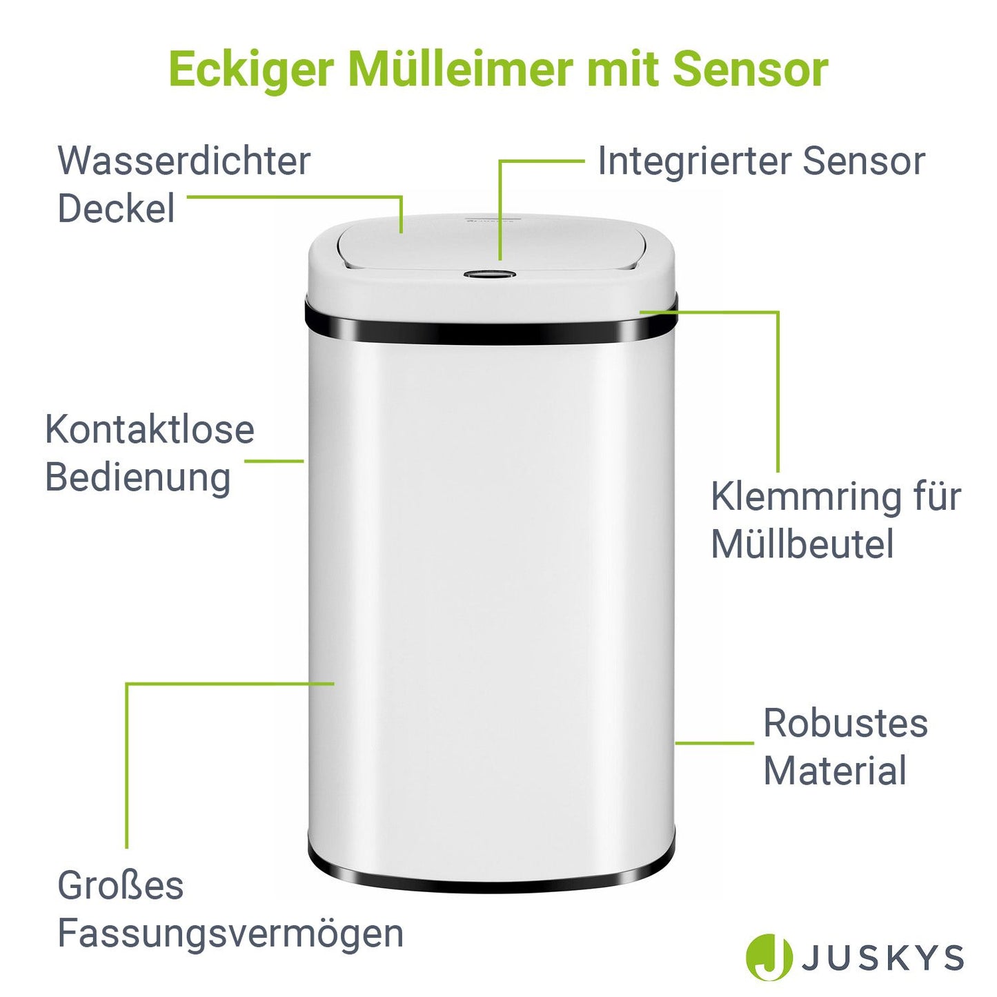 Automatischer Mülleimer mit Sensor - 60L Weiss