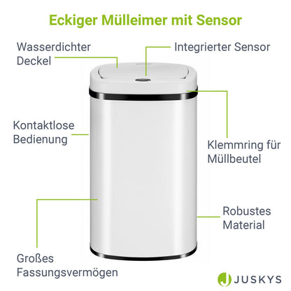 Automatischer Mülleimer mit Sensor - 60L Weiss