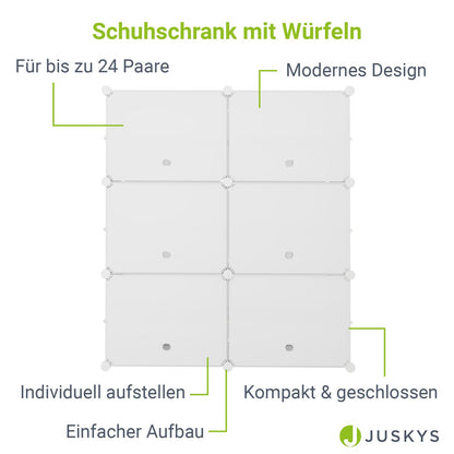 Würfel Schuhregal für bis zu 24 Paar Schuhe - Weiss