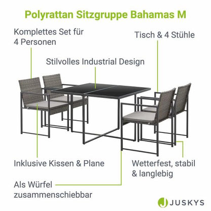 Groupe de sièges en polyrotin Bahamas M au design industriel gris