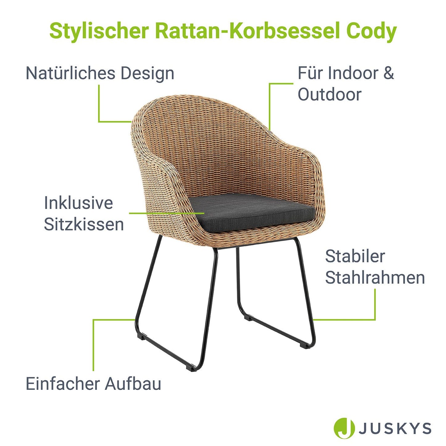 2x Rattan Korbsessel Cody