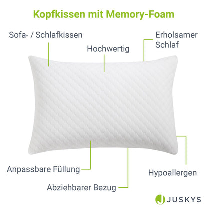 2er Set Kopfkissen 40 x 60 cm mit Memory Foam