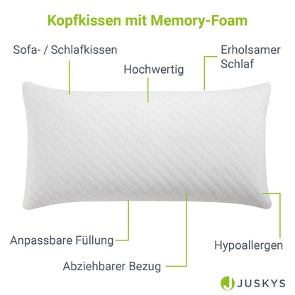 2er Set Kopfkissen 40 x 80 cm mit Memory Foam