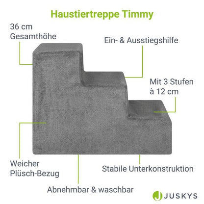 Haustiertreppe Timmy in Grau 36 cm hohe Ein- und Ausstiegshilfe für Haustiere