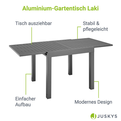 Alu Gartentisch Laki 80x80 cm ausziehbar - Anthrazit