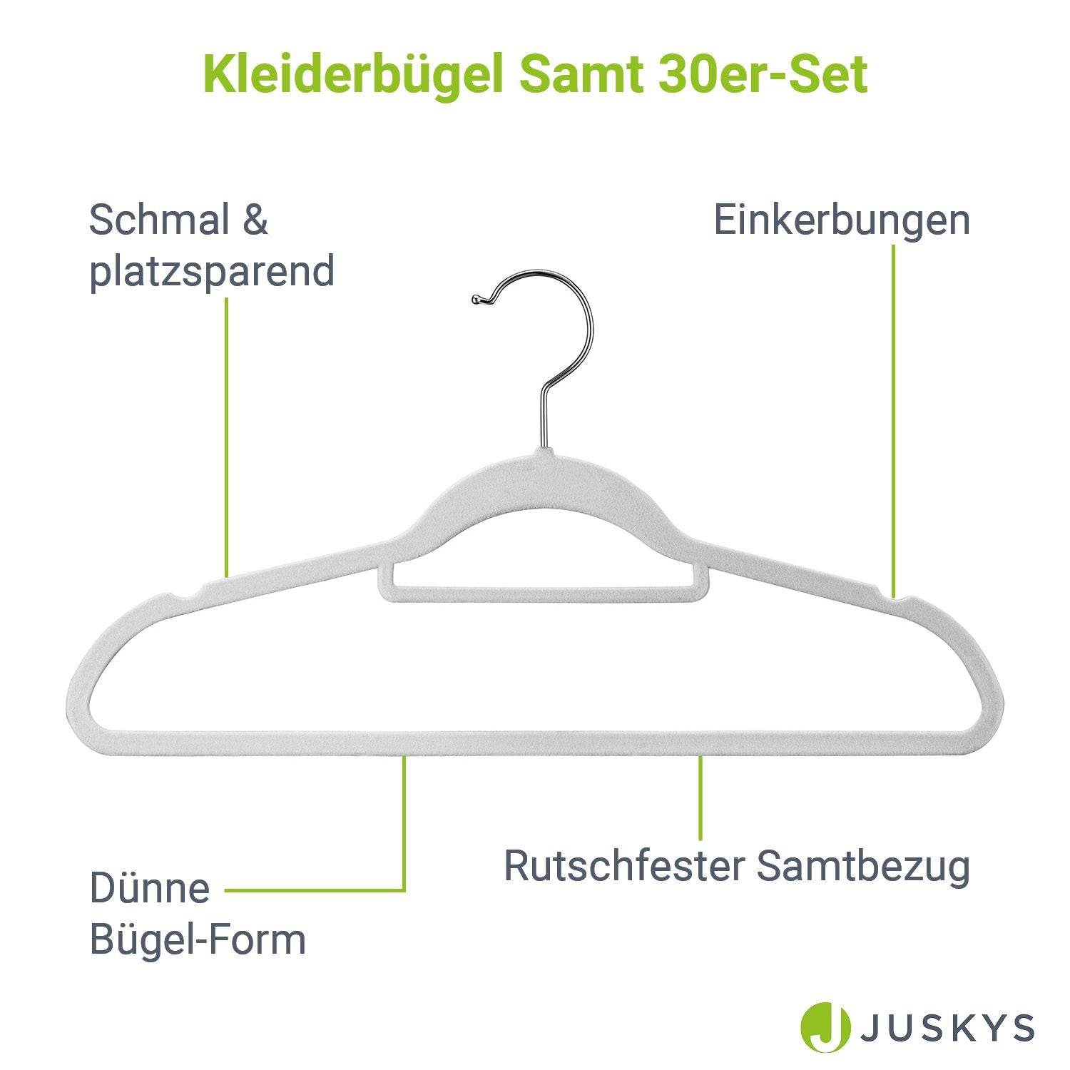 Kleiderbügel Samt 30er Set Weiss - Palo24