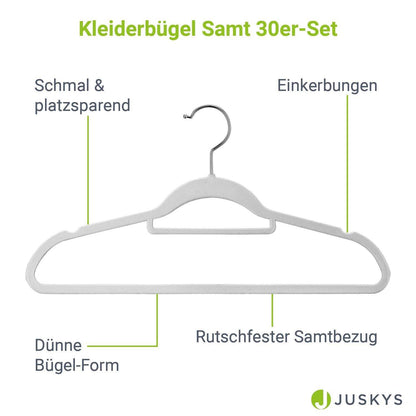 Kleiderbügel Samt 30er Set Weiss - Palo24