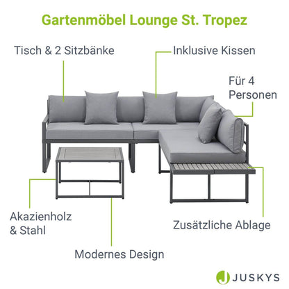 Gartenmöbel Balkonmöbel Lounge St. Tropez Grau - Palo24
