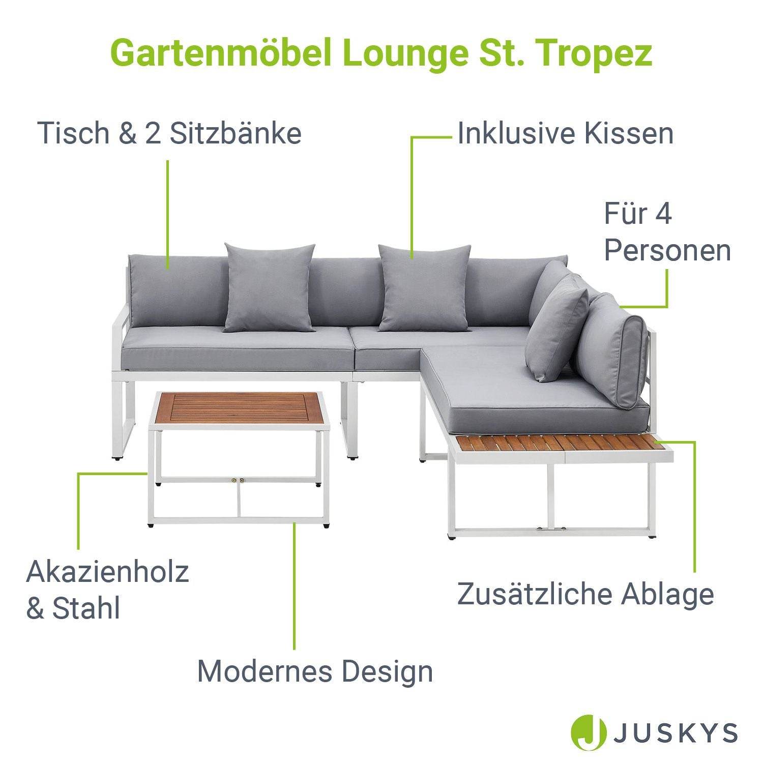 Gartenmöbel Balkonmöbel Lounge St. Tropez Weiss - Palo24