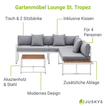 Gartenmöbel Balkonmöbel Lounge St. Tropez Weiss - Palo24